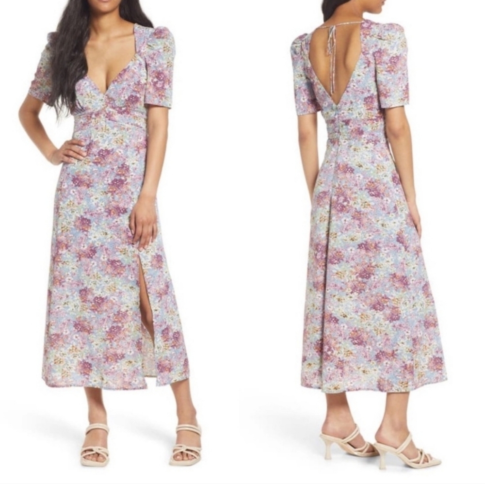 Floret Studios Floral V-Neck Dress Nwot